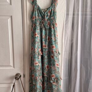 Inspired Hearts Teal Floral Maxi Dress